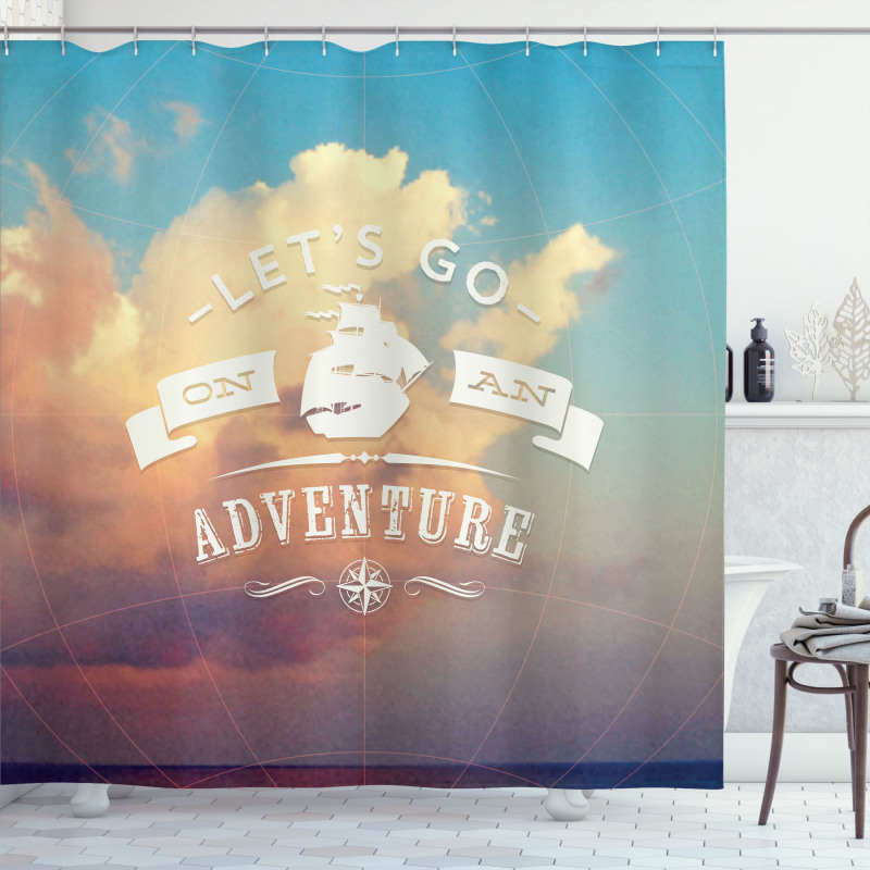 Lets Go on Clear Sky Shower Curtain