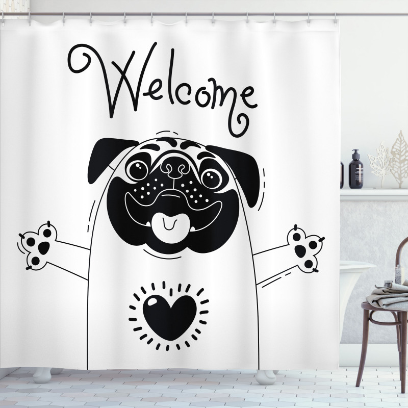 Black and White Dog Shower Curtain