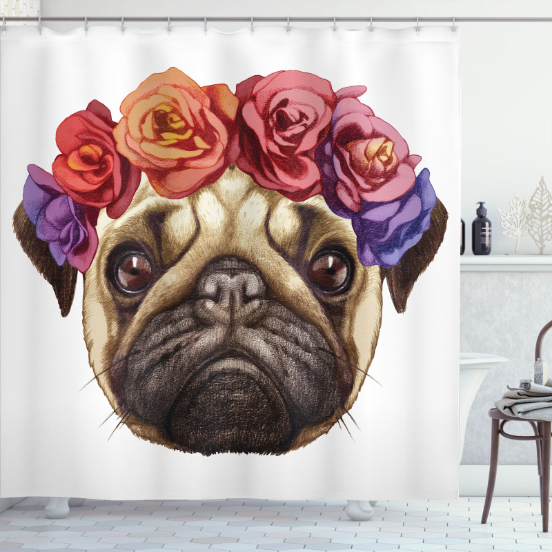 Floral Head Wreath Fun Shower Curtain