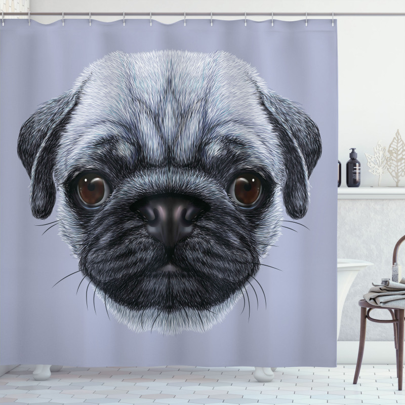 Young Puppy Giant Eyes Shower Curtain