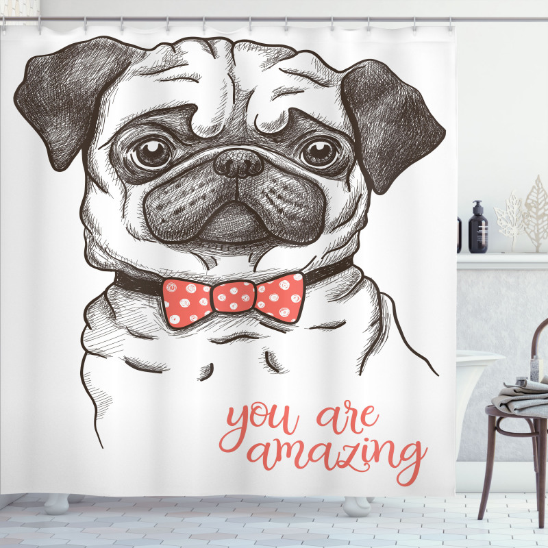 Portrait of a Dog Cartoon Shower Curtain