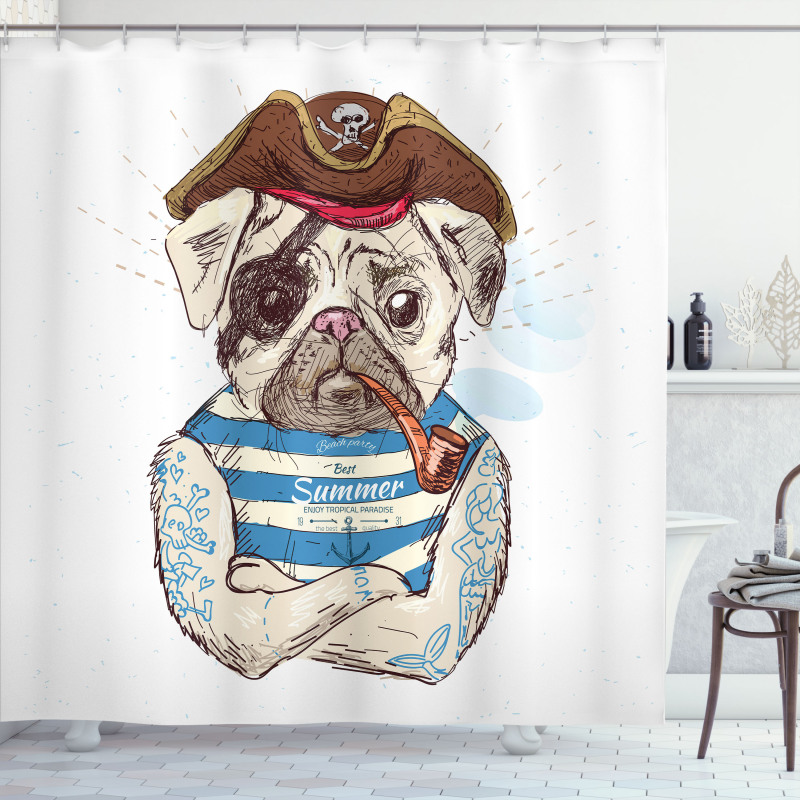 Pirate Dog Conqueror of Sea Shower Curtain