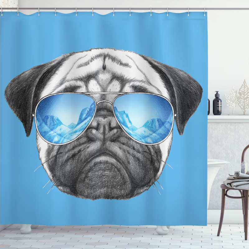 Portrait with Sunglasses Shower Curtain