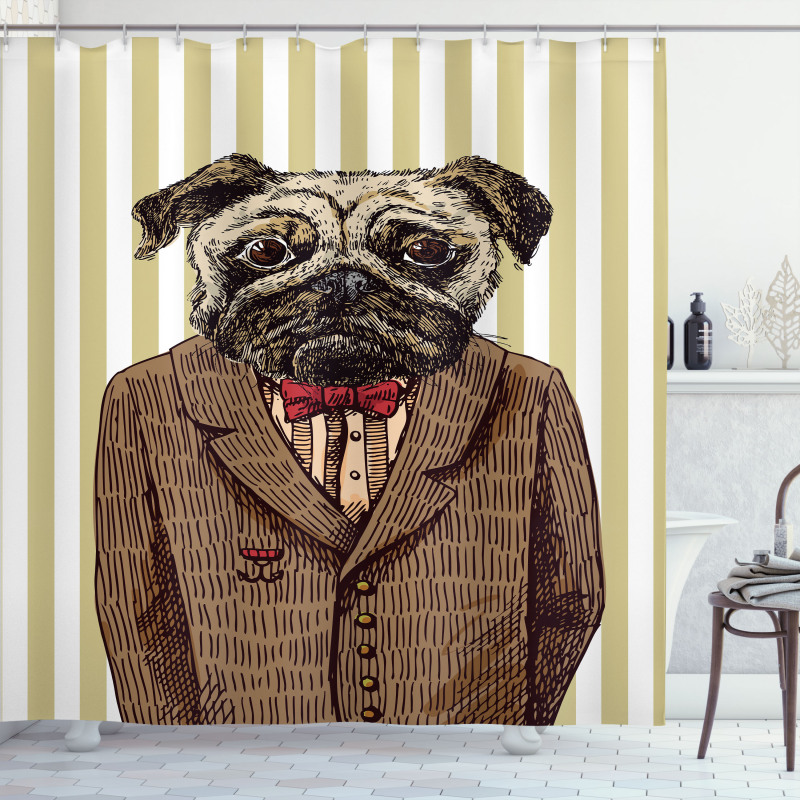 Smart Dressed Dog Suit Shower Curtain