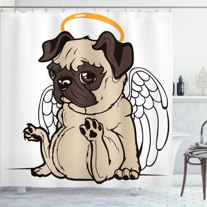 Puppy Angel Wings Hare Shower Curtain