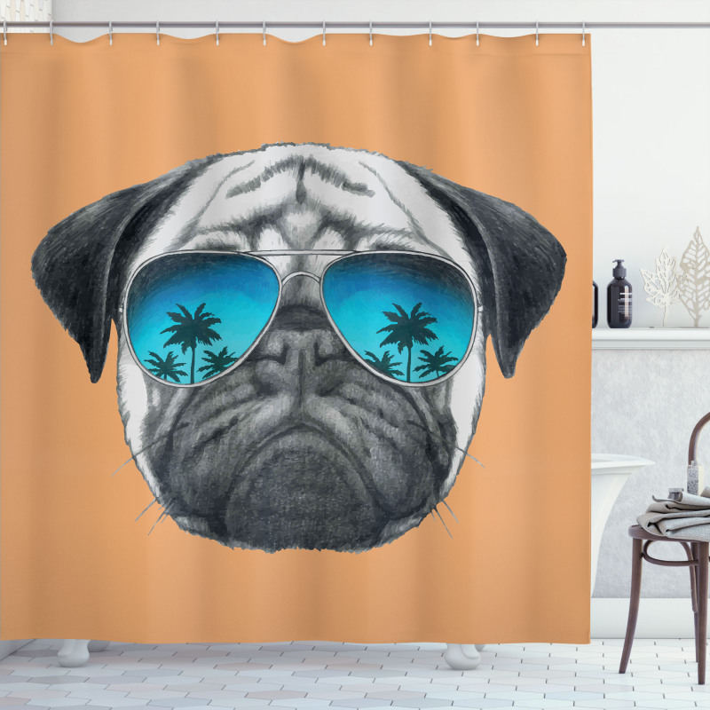 Dog and Sunglasses Shower Curtain