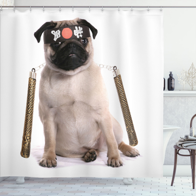 Martial Art Ninja Puppy Shower Curtain