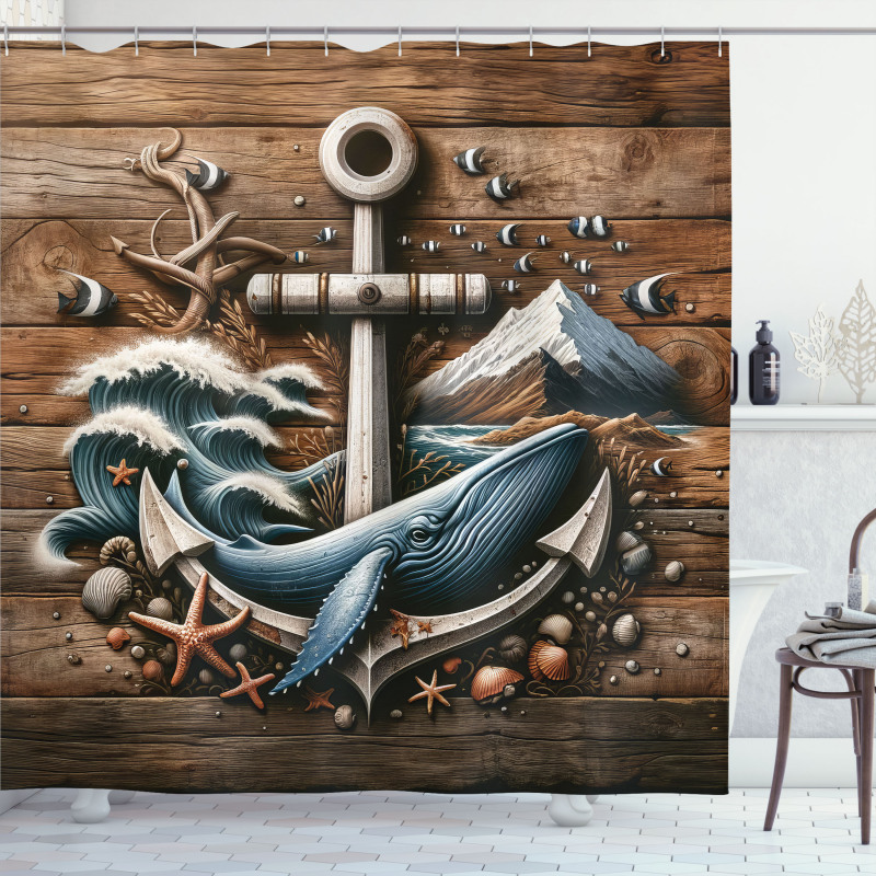 Nautical Shower Curtain Rustic Maritime Art