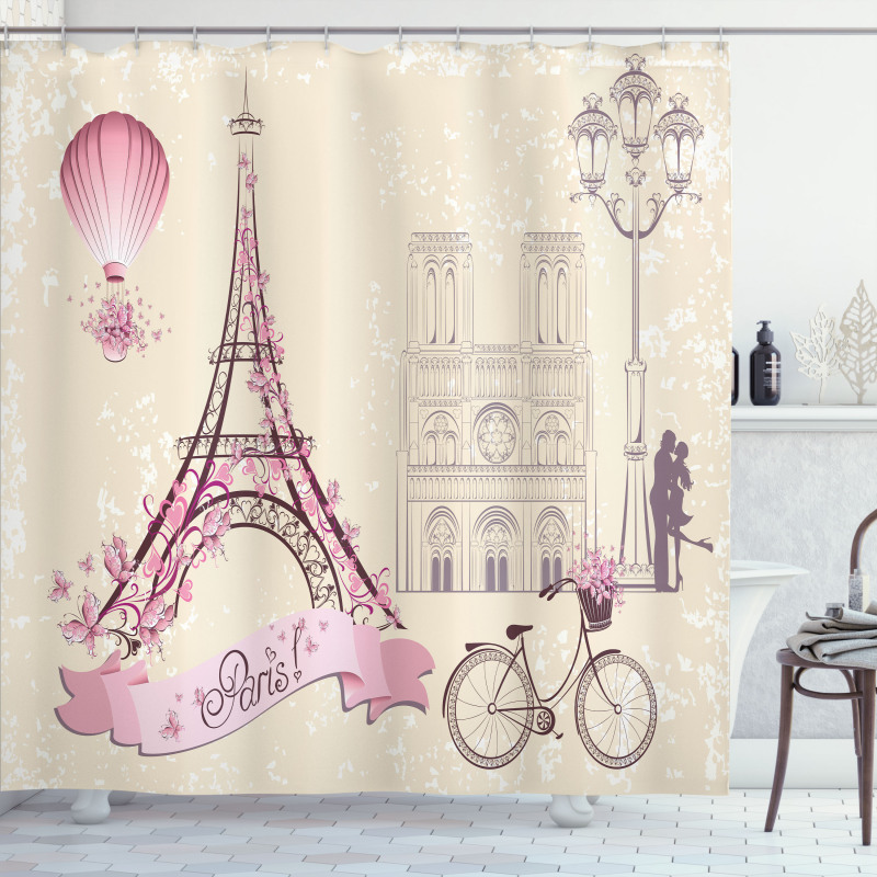 Floral Paris Eiffel Shower Curtain