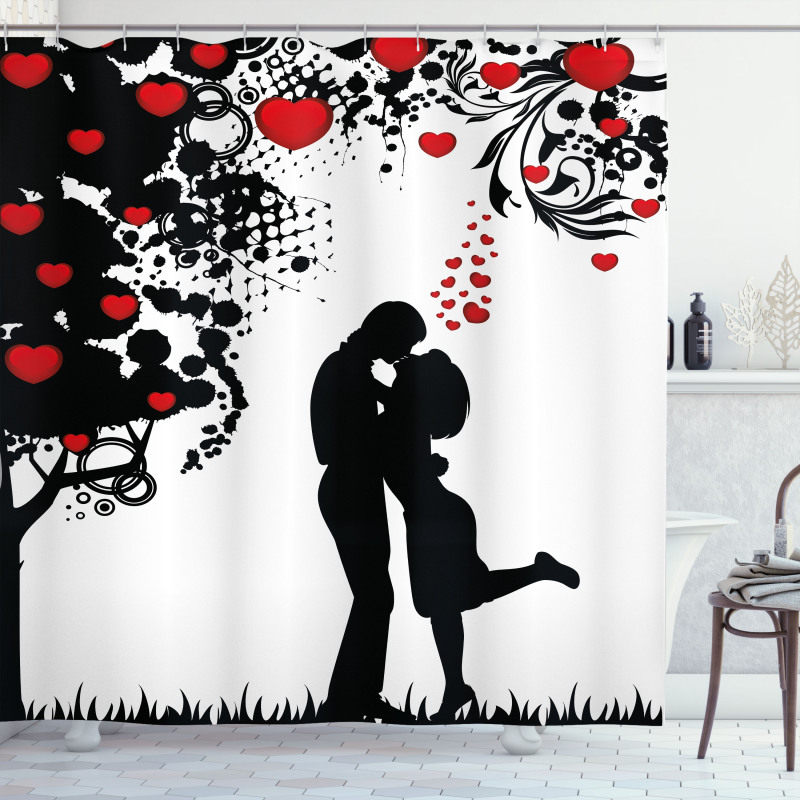 Lovers near Abstract Tree Shower Curtain