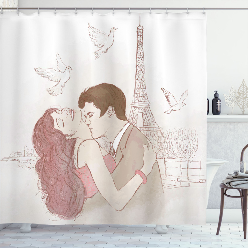 Romantic Man and Woman Shower Curtain