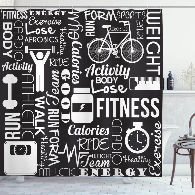 Active Life Words Shower Curtain