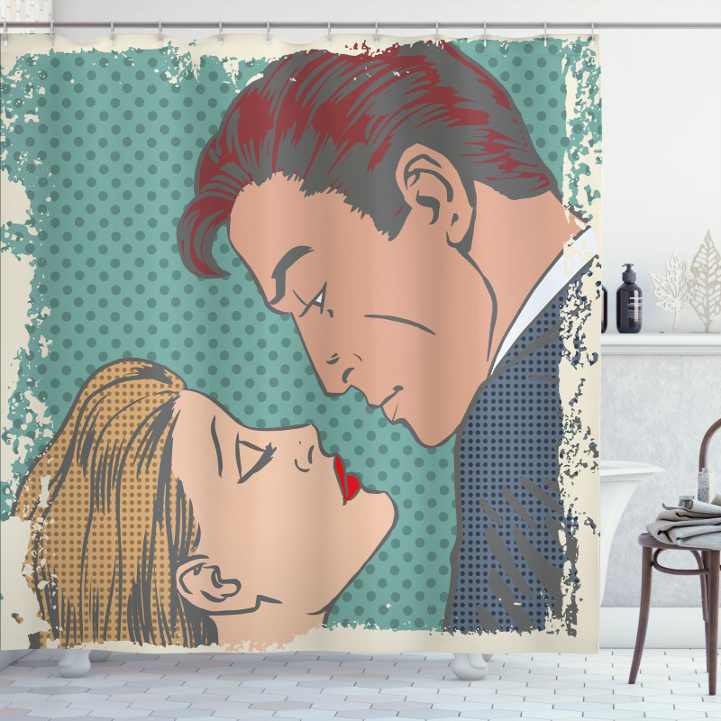 Lovers About to Kiss Art Shower Curtain