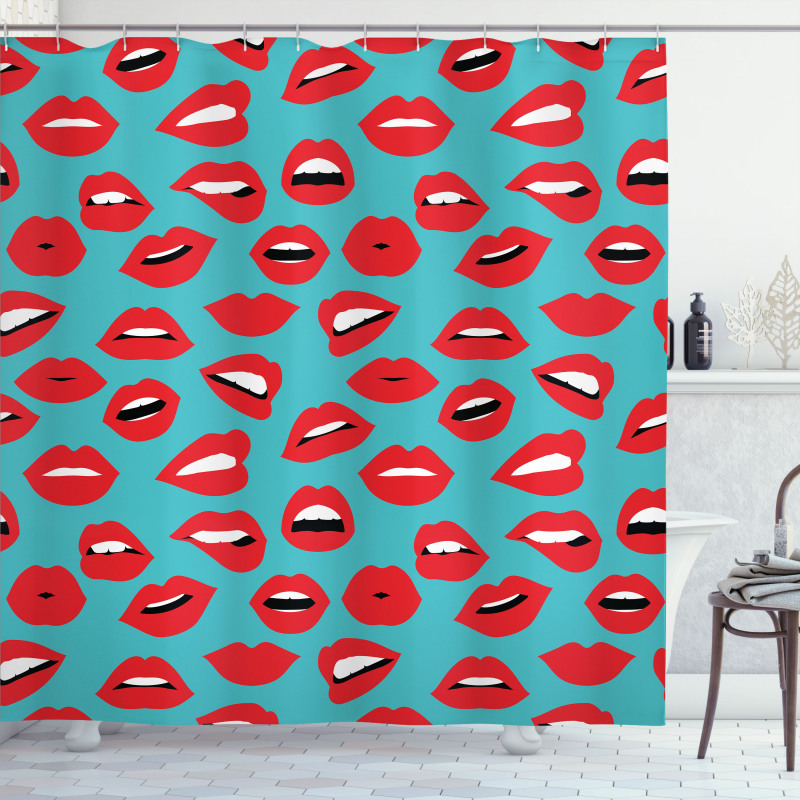 Retro Woman Red Lipstick Shower Curtain