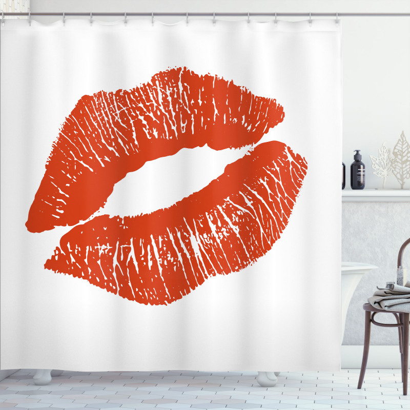 Red Lips Kiss Mark Grunge Shower Curtain