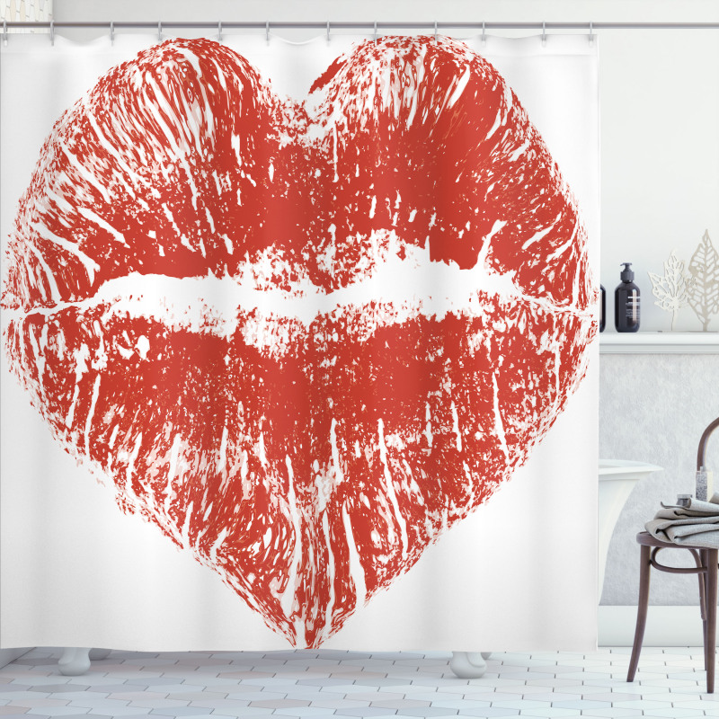 Heart Shaped Lipstick Mark Shower Curtain