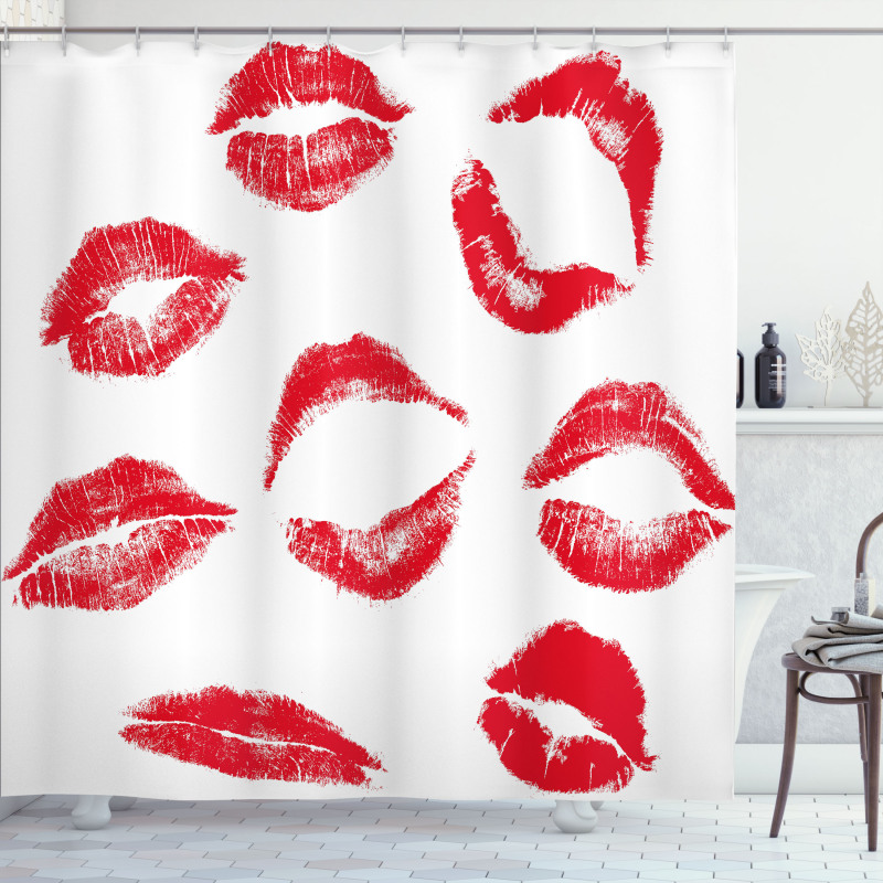 Different Red Kiss Marks Shower Curtain