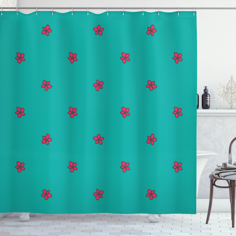 Pink Wild Flowers Nature Shower Curtain