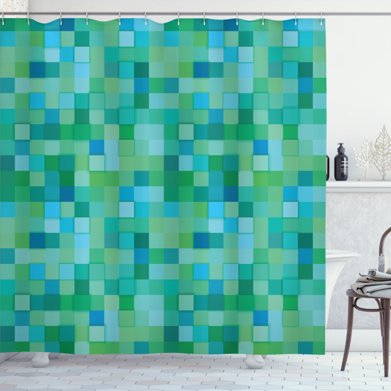 Cube Pattern Vibrant Color Shower Curtain
