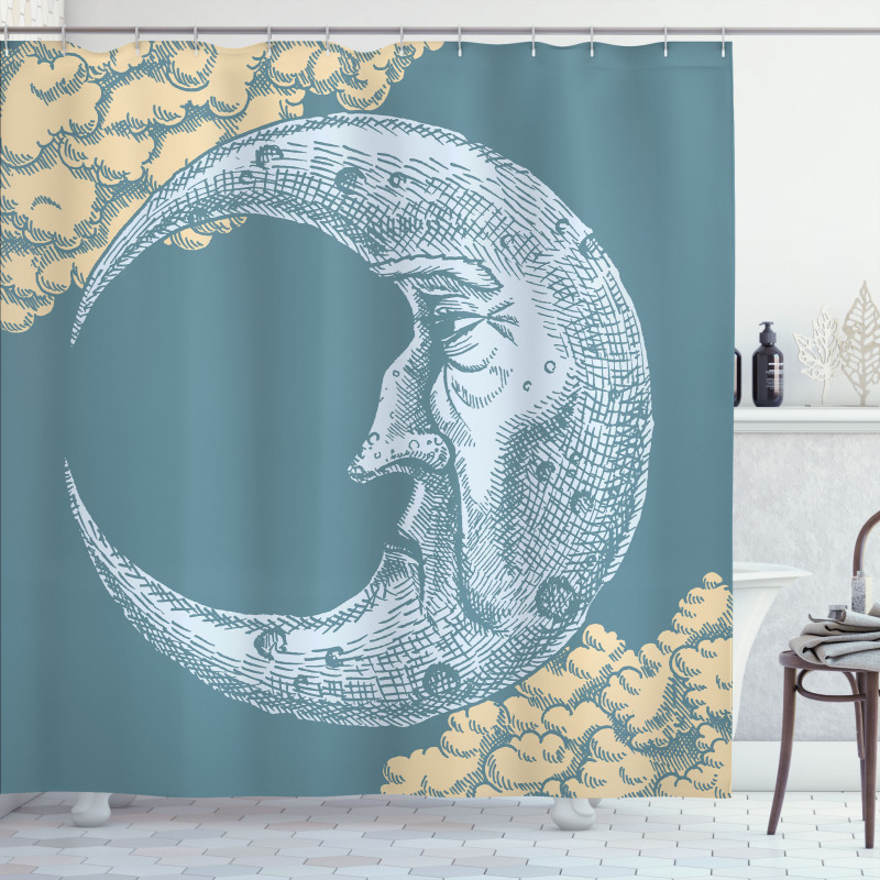 Vintage Crescent Moon Shower Curtain