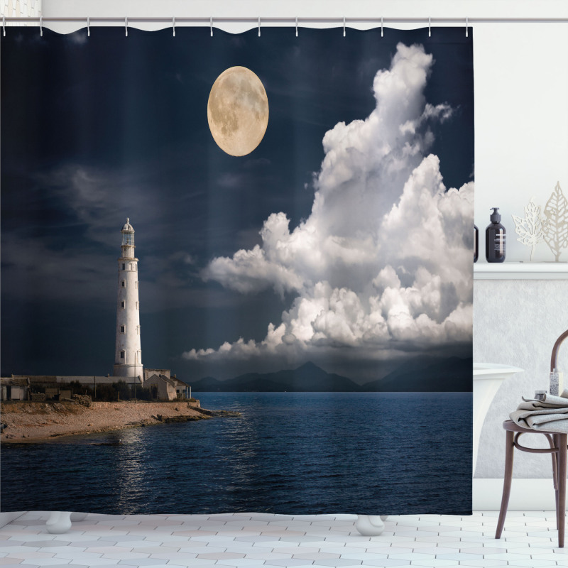 Old Lighthouse by Sea Shower Curtain