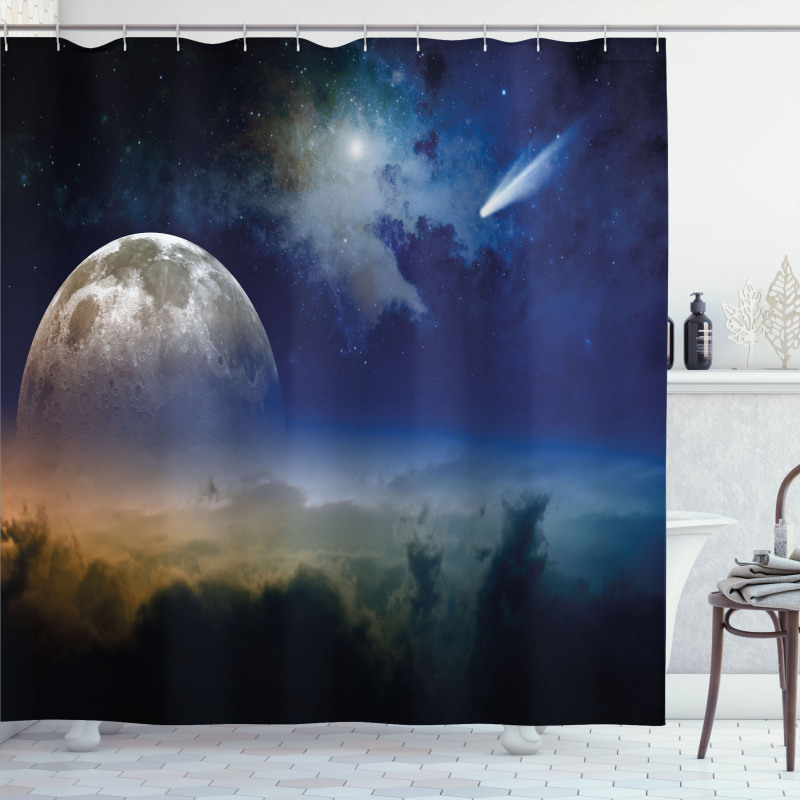 Full Moon Rising Cloudy Shower Curtain