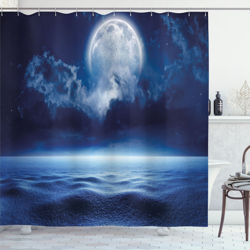 Full Moon and Calm Sea Shower Curtain