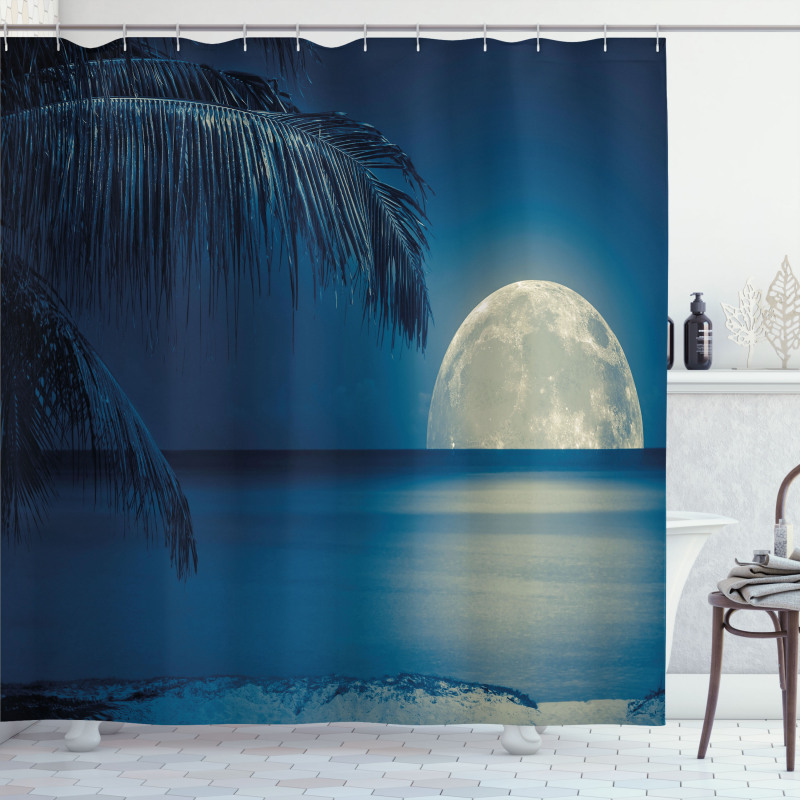 Blue Tropical Beach Image Shower Curtain