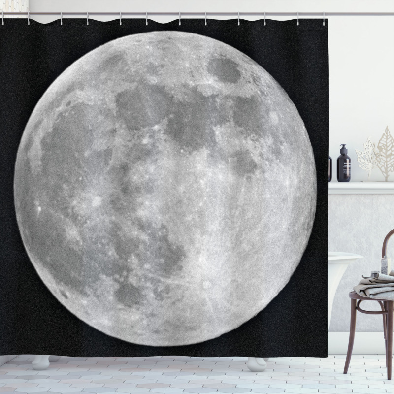 Monochrome Full Moon Art Shower Curtain