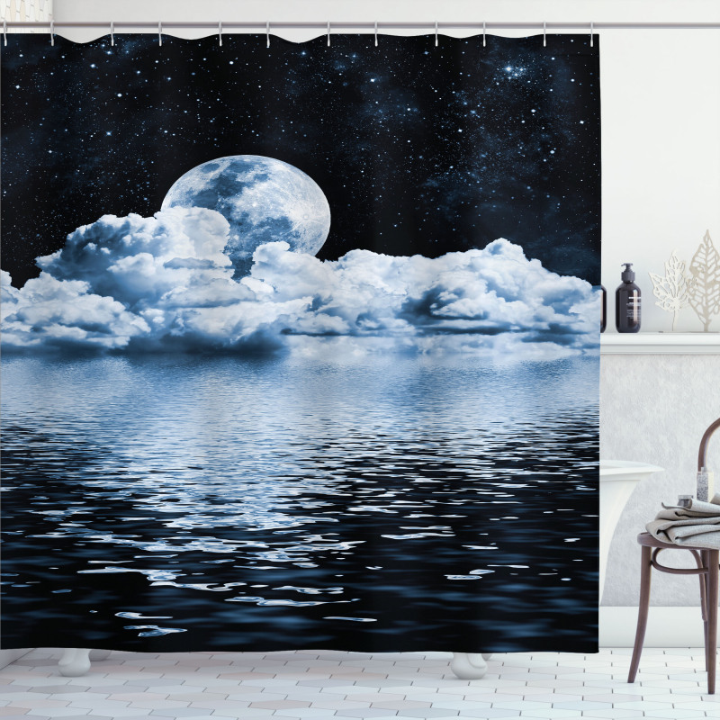 Moon Sets over Clouds Shower Curtain