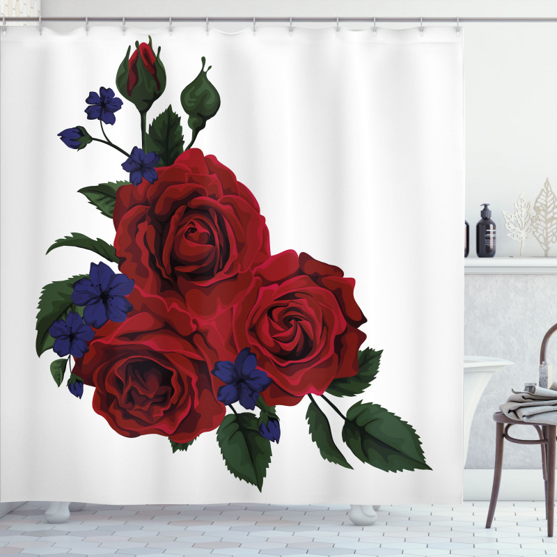 Red Bloom Gentle Florets Shower Curtain