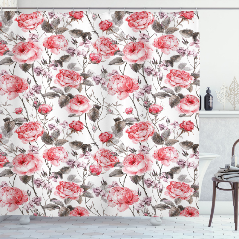 Classic Floral Watercolor Shower Curtain