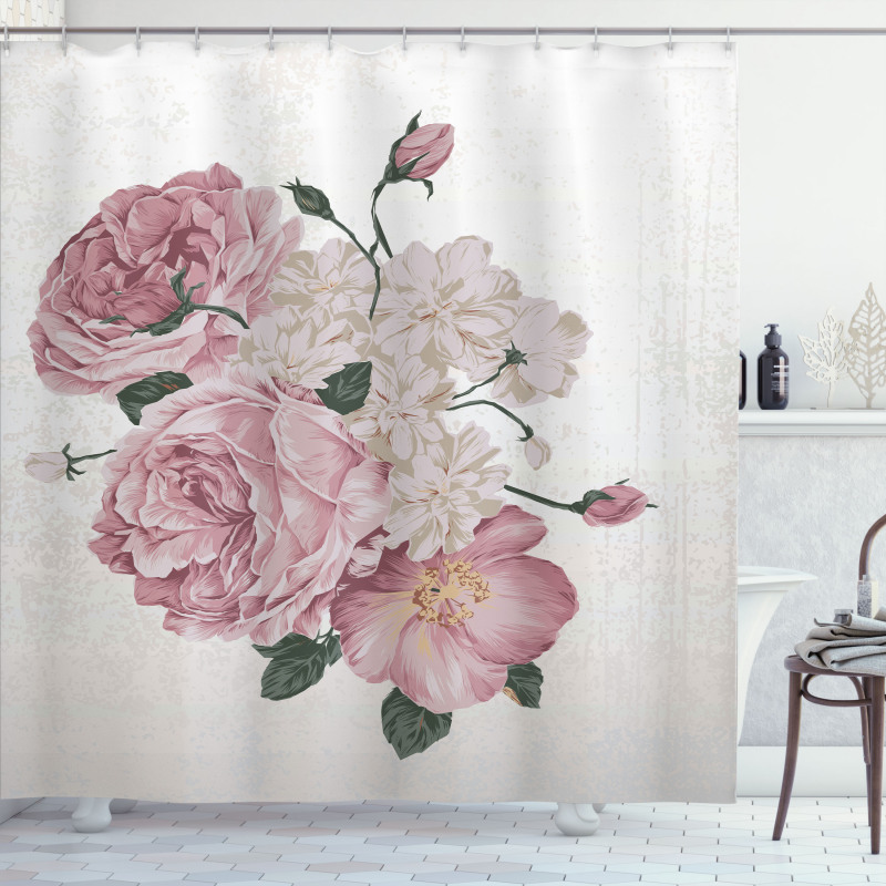 Old Roses Corsage Grunge Shower Curtain