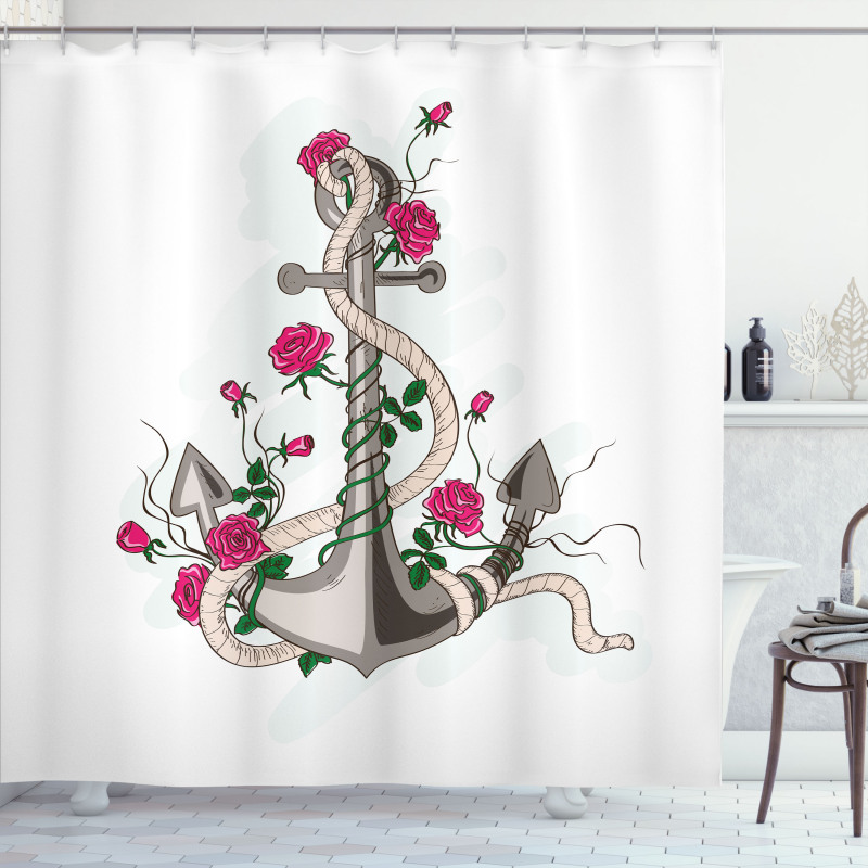 Romantic Sea Anchor Rope Shower Curtain