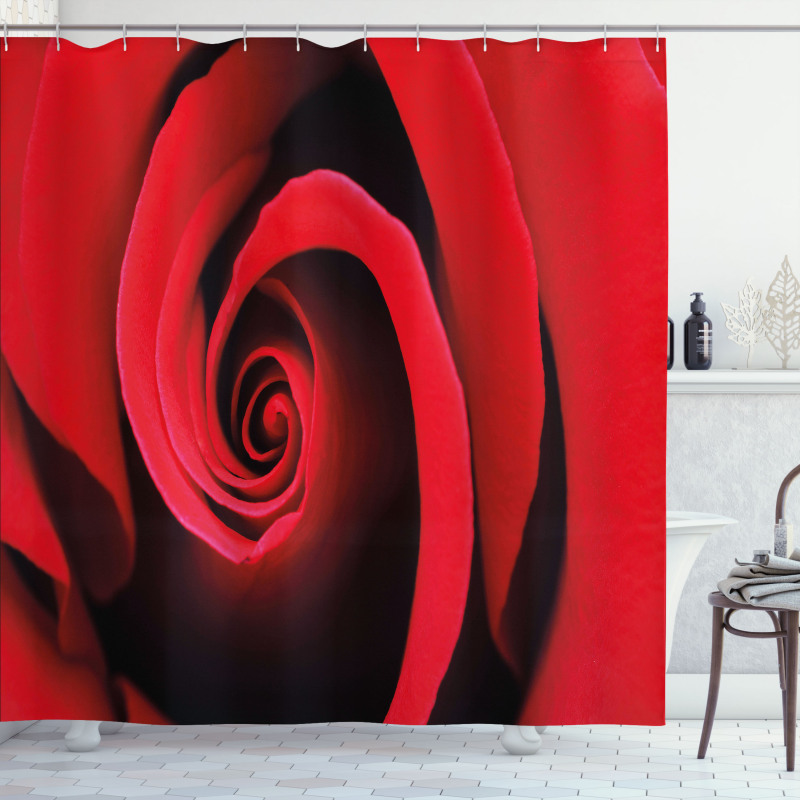 Swirled Petals Red Blossom Shower Curtain