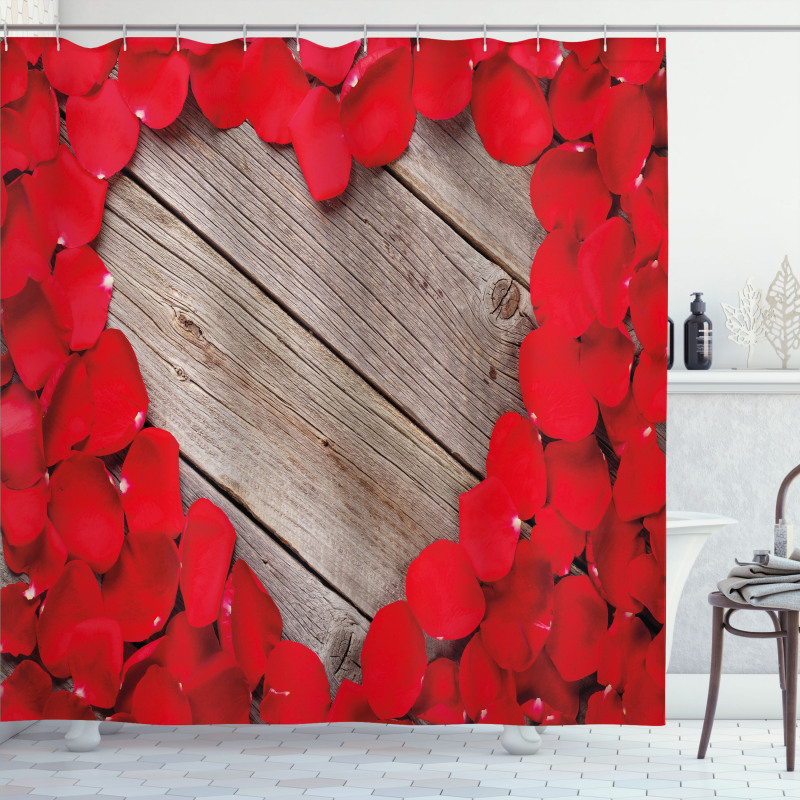 Vibrant Petals Heart Shape Shower Curtain