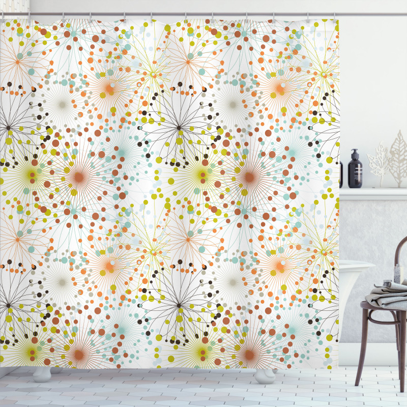 Lines with Vibrant Dot Shower Curtain