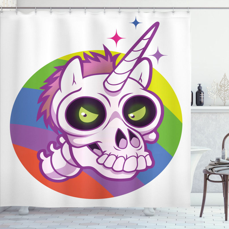 Cartoon Unicorn Design Shower Curtain