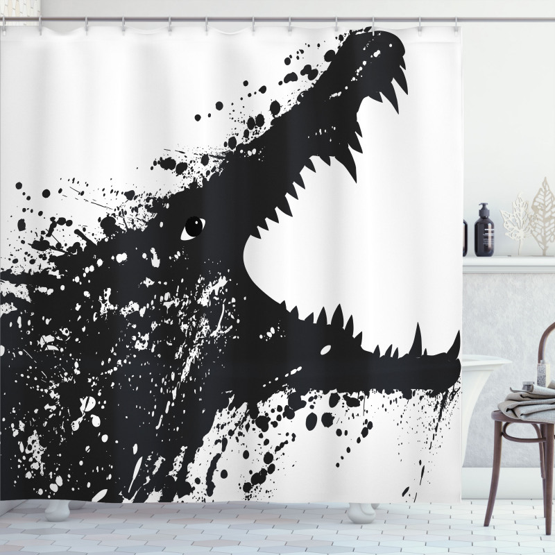 Monochrome Crocodile Shower Curtain