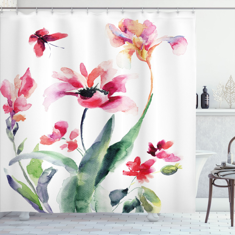Watercolor Pastel Boho Shower Curtain