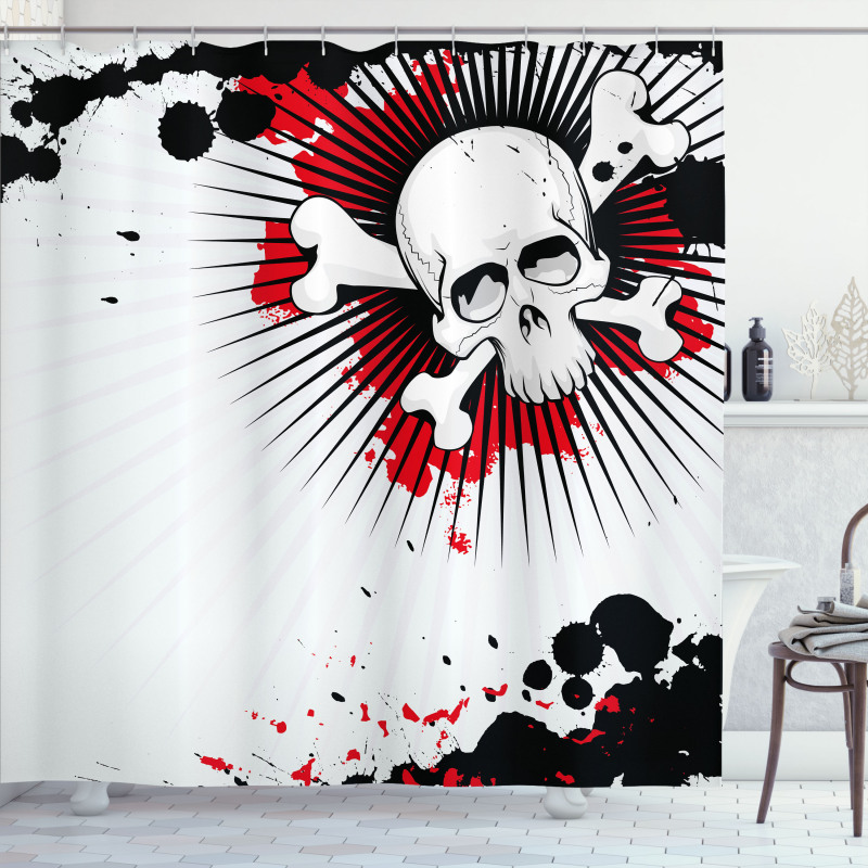 Skull Bones Grunge Shower Curtain