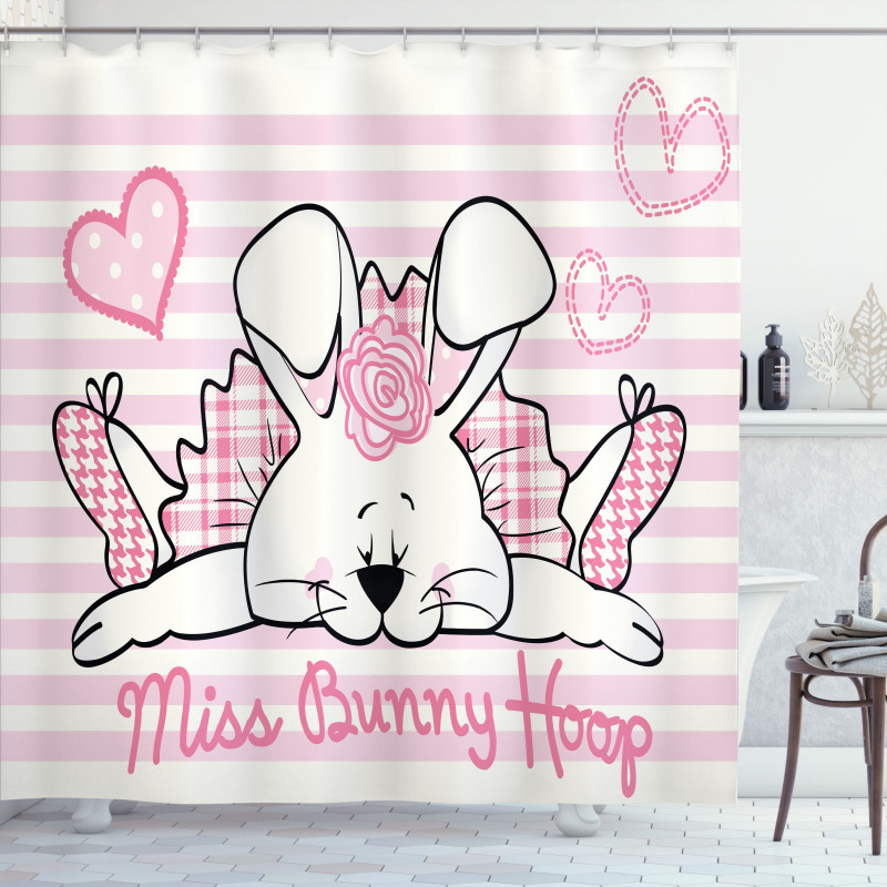 Miss Bunny Hoop Love Shower Curtain