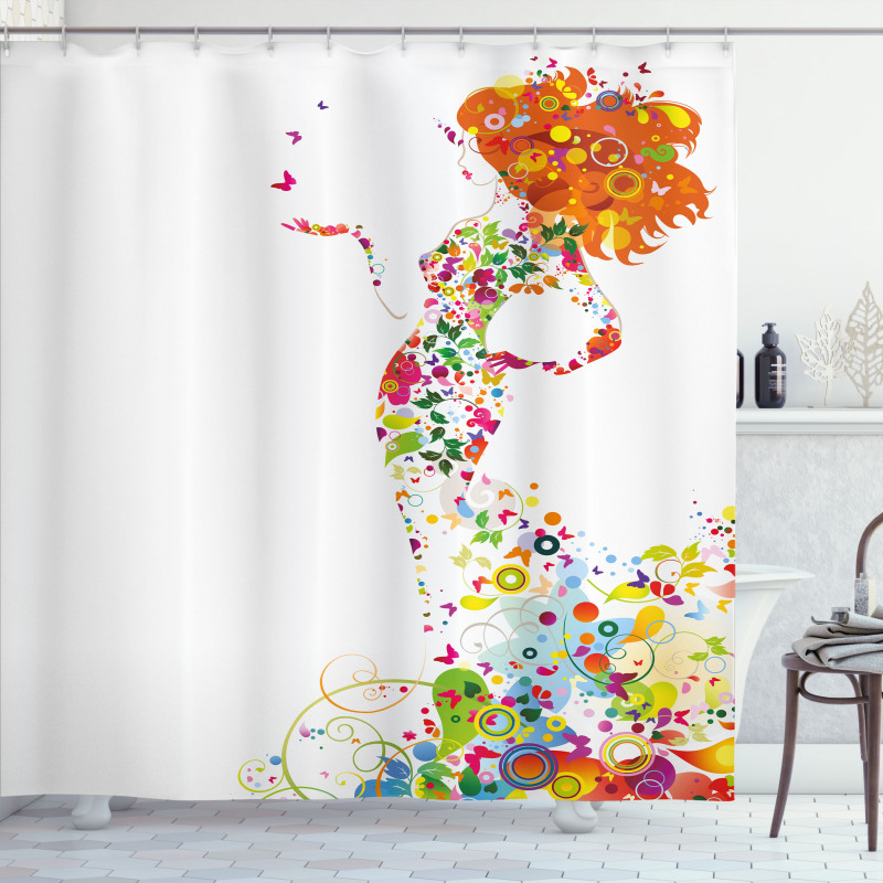 Summer Lady Silhouette Shower Curtain