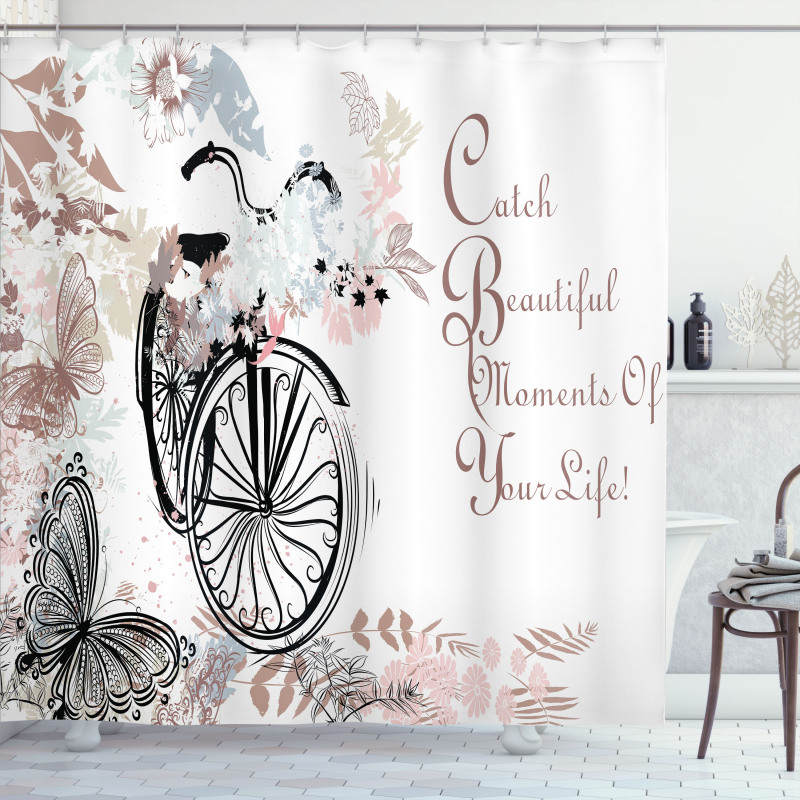 Soft Color Palette Bike Shower Curtain