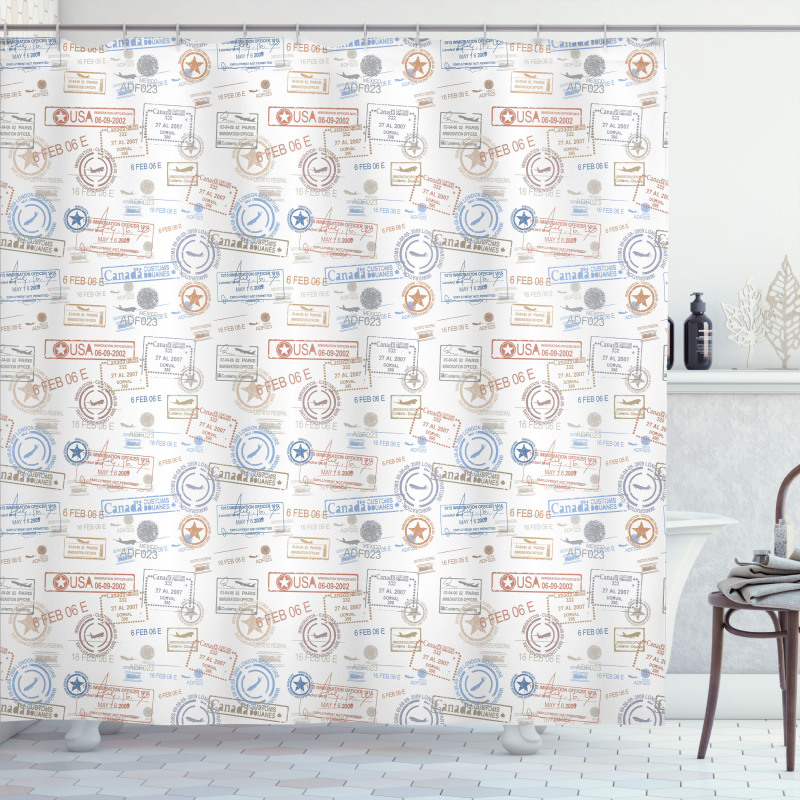 Vintage Rubber Stamps Shower Curtain