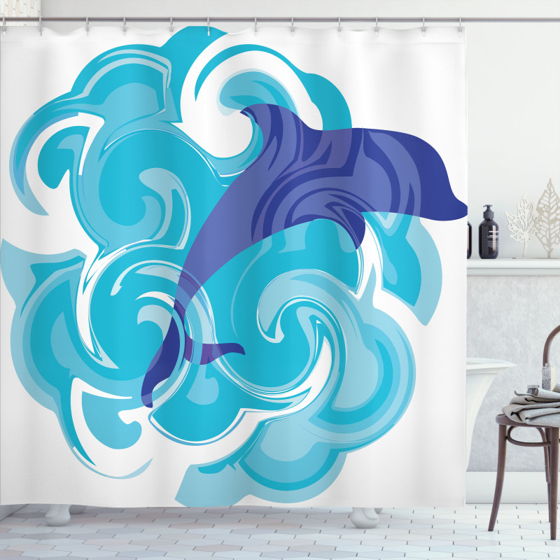 Waves Aqua Life Nature Shower Curtain