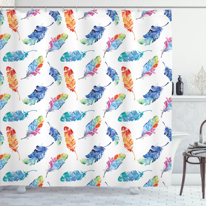 Watercolor Bird Feather Shower Curtain