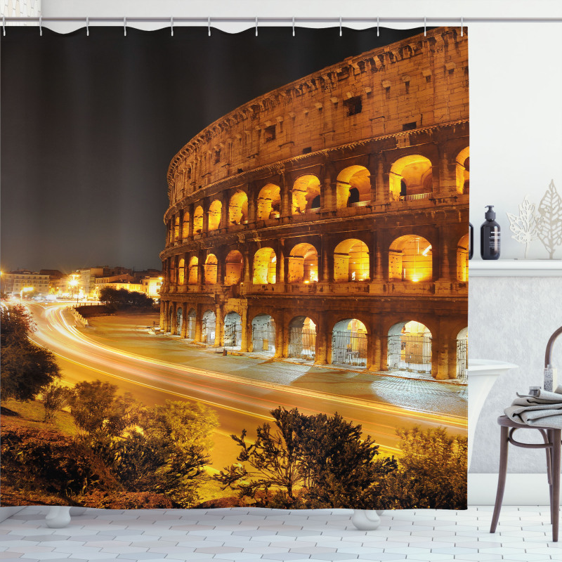 Colleseum at Night Rome Shower Curtain