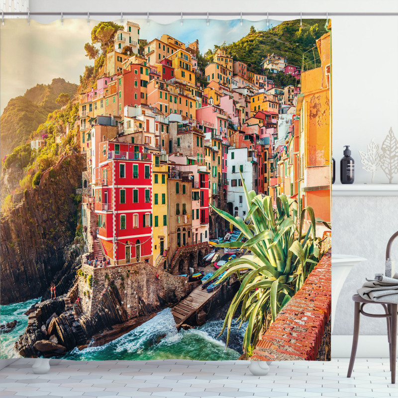 Riomaggiore at Sunset Shower Curtain