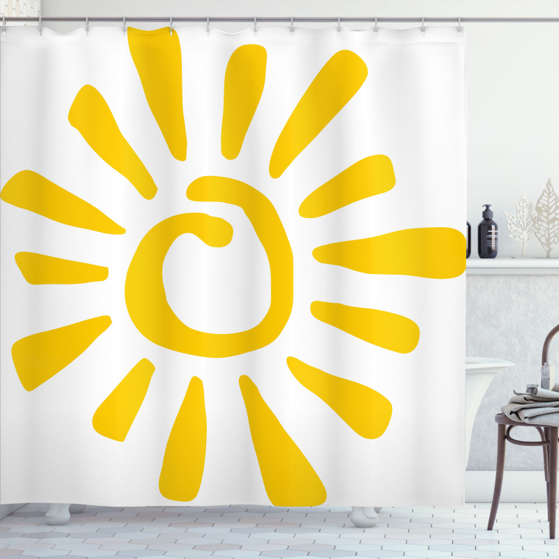 Doodle Sun Burst Summer Shower Curtain